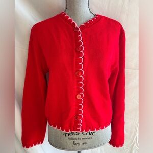 ASOS Miss Selfridge Blanket Stitch Cardigan in Red